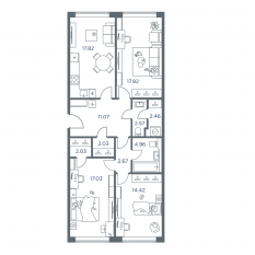 ЖК «iLove», планировка 3-комнатной квартиры, 94.60 м²