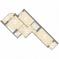 ЖК «Огни Залива», планировка 2-комнатной квартиры, 69.08 м²