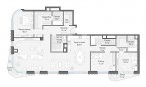 ЖК Дом «Лаврушинский», планировка 4-комнатной квартиры, 205.00 м²