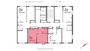 ЖК «Лучи», планировка 1-комнатной квартиры, 33.90 м²