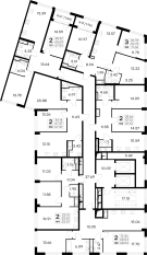 ЖК «GloraX Premium Василеостровский», планировка 2-комнатной квартиры, 67.30 м²