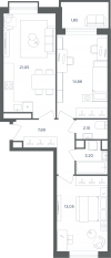 МФК «Равновесие», планировка 3-комнатной квартиры, 63.70 м²