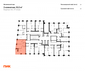 ЖК «Матвеевский парк», планировка 2-комнатной квартиры, 53.20 м²