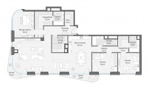 ЖК Дом «Лаврушинский», планировка 4-комнатной квартиры, 198.90 м²