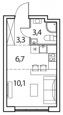 ЖК «Новый Зеленоград», планировка студии, 23.50 м²