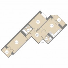 ЖК «Огни Залива», планировка 2-комнатной квартиры, 69.62 м²