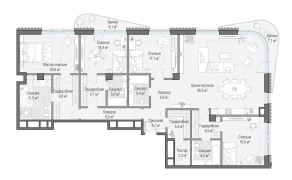 ЖК Дом «Лаврушинский», планировка 3-комнатной квартиры, 212.90 м²