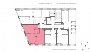 ЖК «Дмитровское небо», планировка 2-комнатной квартиры, 59.50 м²