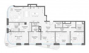 ЖК Дом «Лаврушинский», планировка 4-комнатной квартиры, 205.60 м²