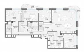 ЖК Дом «Лаврушинский», планировка 3-комнатной квартиры, 212.90 м²