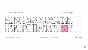 ЖК «Обручева 30», планировка 1-комнатной квартиры, 38.50 м²