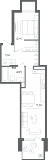 МФК «Равновесие», планировка 2-комнатной квартиры, 46.80 м²