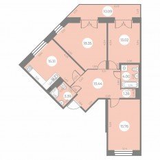 ЖК «Огни Залива», планировка 3-комнатной квартиры, 87.58 м²