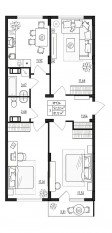 МЖК «Верево-Сити», планировка 3-комнатной квартиры, 81.12 м²