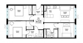 ЖК «Эко Видное 2.0», планировка 3-комнатной квартиры, 80.40 м²