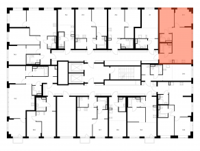 ЖК «Бунинская набережная», планировка 2-комнатной квартиры, 51.40 м²