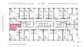 ЖК «Дмитровское небо», планировка студии, 22.40 м²