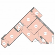 ЖК «Огни Залива», планировка 3-комнатной квартиры, 87.32 м²