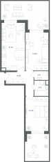 МФК «Равновесие», планировка 3-комнатной квартиры, 62.70 м²