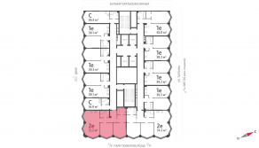 ЖК «ЗИЛАРТ», планировка 2-комнатной квартиры, 72.20 м²