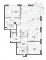 ЖК Дом «Лаврушинский», планировка 3-комнатной квартиры, 159.00 м²