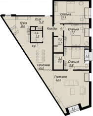 ЖК «Meltzer Hall», планировка 3-комнатной квартиры, 188.38 м²