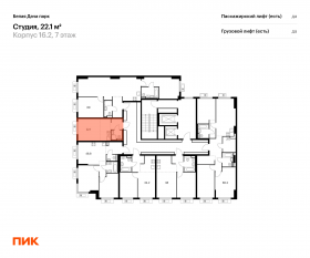 ЖК «Белая Дача парк», планировка студии, 22.10 м²