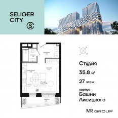 ЖК «Селигер Сити», планировка студии, 35.81 м²