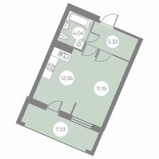 ЖК «БФА в Озерках», планировка 1-комнатной квартиры, 36.74 м²