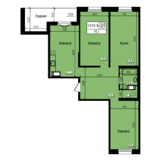 ЖК «Прагма City», планировка 3-комнатной квартиры, 97.20 м²