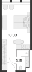 Апарт-комплекс «GloraX Заневский», планировка студии, 25.20 м²
