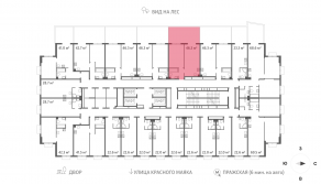 ЖК «ParkSide», планировка 1-комнатной квартиры, 46.00 м²