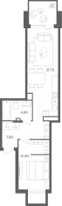 МФК «Равновесие», планировка 2-комнатной квартиры, 46.60 м²
