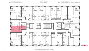 ЖК «Лучи», планировка студии, 22.70 м²