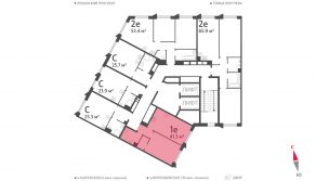 ЖК «Обручева 30», планировка 1-комнатной квартиры, 41.30 м²