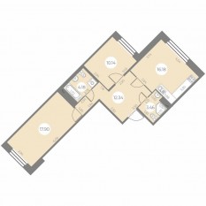 ЖК «Огни Залива», планировка 2-комнатной квартиры, 64.18 м²
