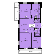 ЖК «Прагма City», планировка 3-комнатной квартиры, 110.20 м²