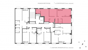 ЖК «Дмитровское небо», планировка 3-комнатной квартиры, 78.60 м²