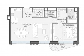 ЖК Дом «Лаврушинский», планировка 2-комнатной квартиры, 88.20 м²