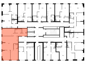 ЖК «Бунинская набережная», планировка 3-комнатной квартиры, 87.10 м²