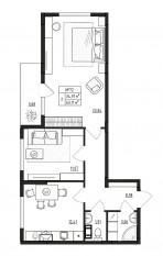 МЖК «Верево-Сити», планировка 2-комнатной квартиры, 63.11 м²