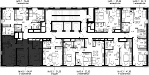 ЖК «Селигер Сити», планировка 2-комнатной квартиры, 65.53 м²
