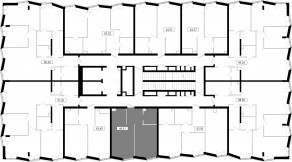 ЖК «MOD», планировка 1-комнатной квартиры, 44.51 м²