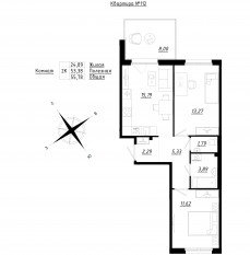 МЖК «Счастье 2.0», планировка 2-комнатной квартиры, 56.03 м²