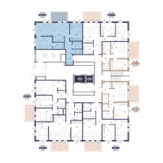 ЖК «Малоохтинский, 68», планировка 2-комнатной квартиры, 76.43 м²