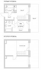 Апарт-комплекс «N'ice loft», планировка 1-комнатной квартиры, 48.50 м²