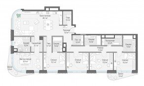 ЖК Дом «Лаврушинский», планировка 4-комнатной квартиры, 205.00 м²