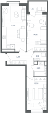МФК «Равновесие», планировка 3-комнатной квартиры, 63.80 м²