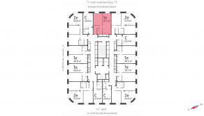ЖК «ЗИЛАРТ», планировка 1-комнатной квартиры, 44.30 м²