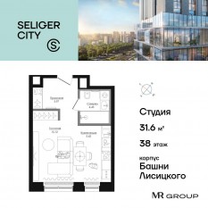 ЖК «Селигер Сити», планировка студии, 31.62 м²